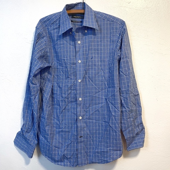 Nautica Micro Plaid Dress Shirt Men’s Small - Picture 1 of 5